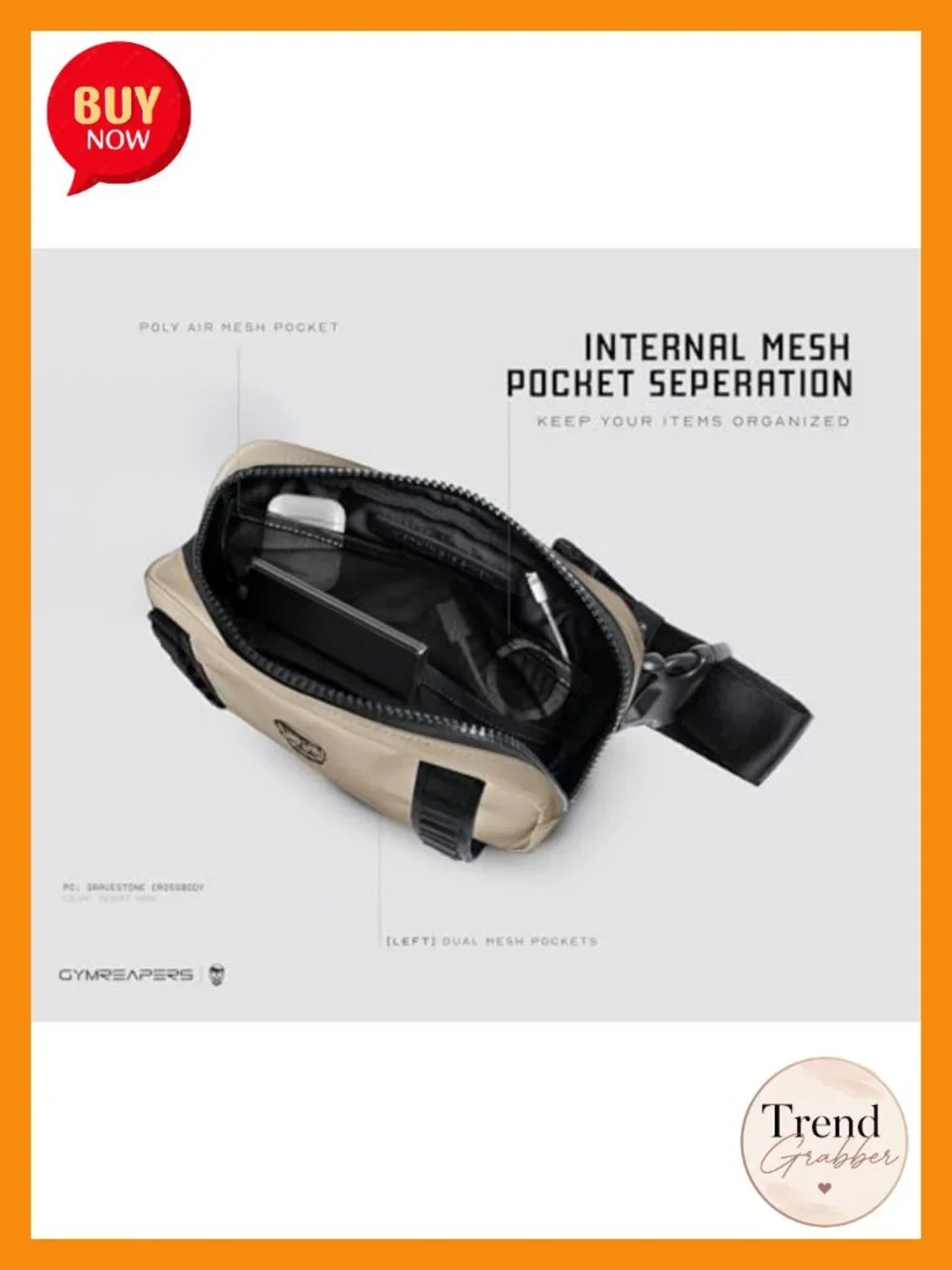 Waterproof Crossbody Sling Bag with Hidden Pocket Adjustable Strap Travel